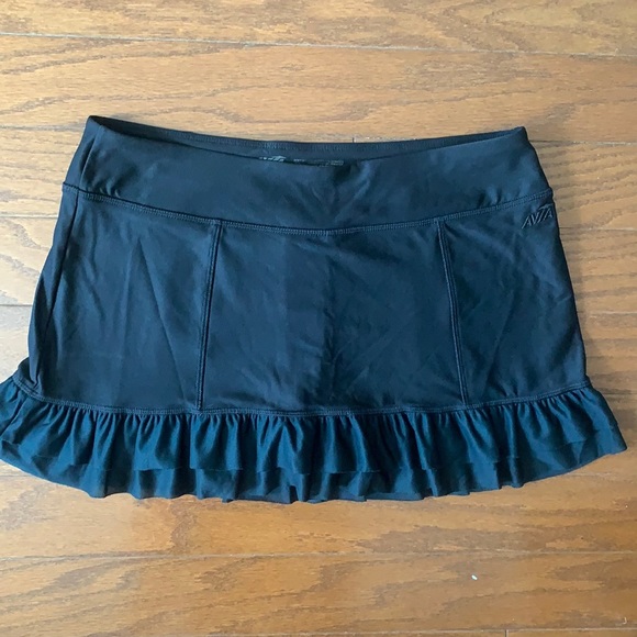 Avia Pants - Avia Black Tennis Skort with Mesh Ruffle Hem Size Medium